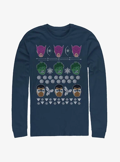 Marvel Avengers Christmas Pattern Long-Sleeve T-Shirt