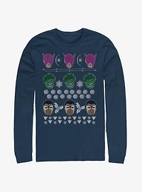 Marvel Avengers Christmas Pattern Long-Sleeve T-Shirt