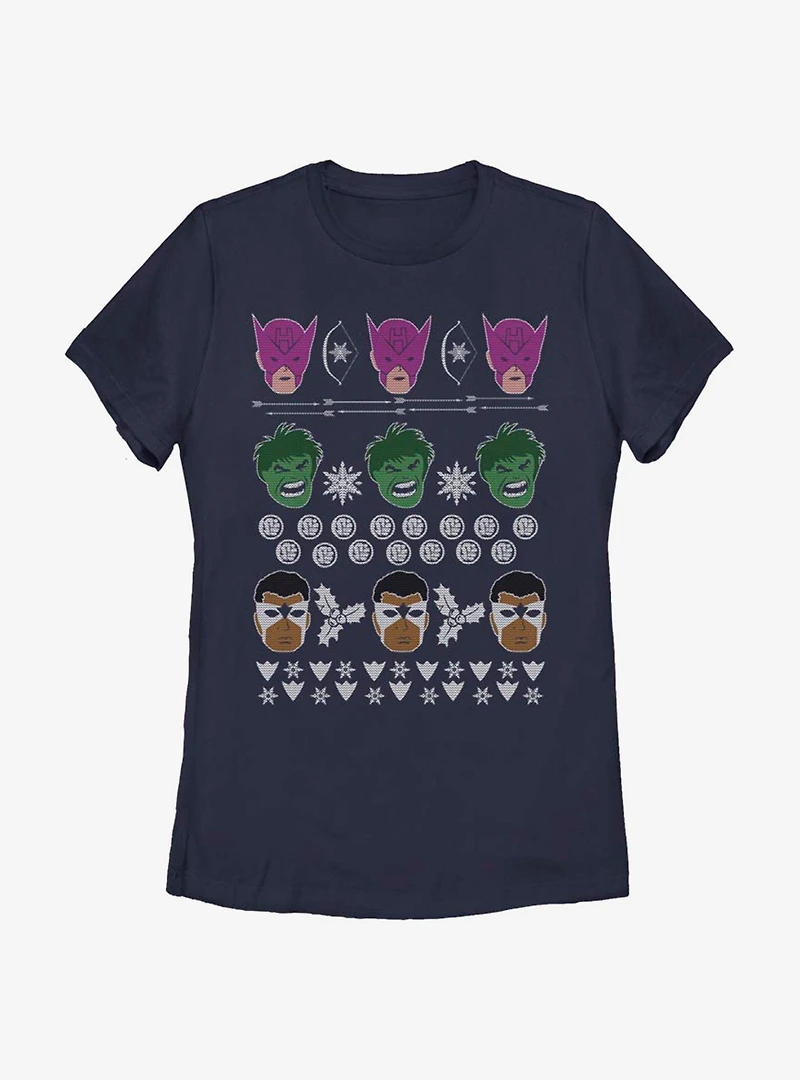 Marvel Avengers Christmas Pattern Womens T-Shirt