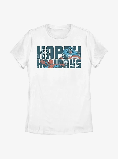 Marvel Avengers Happiest Of Holidays Womens T-Shirt