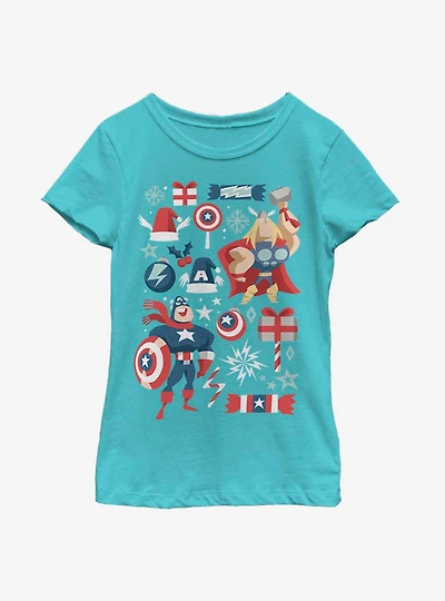 Marvel Avengers Holiday Mashup Youth Girls T-Shirt