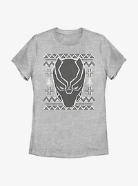 Marvel Black Panther Mask Icon Christmas Pattern Womens T-Shirt