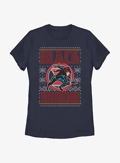 Marvel Black Widow Christmas Pattern Womens T-Shirt