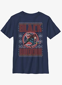 Marvel Black Widow Christmas Pattern Youth T-Shirt