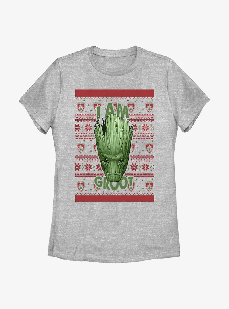 Marvel Guardians Of The Galaxy Groot Christmas Pattern Womens T-Shirt