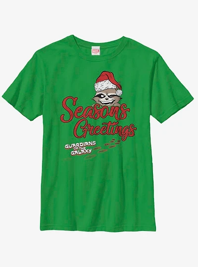 Marvel Guardians Of The Galaxy Rocket Seasons Greetings Youth T-Shirt