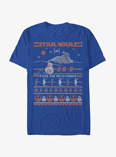 Star Wars Episode VII The Force Awakens BB-8 Resistance Christmas Pattern T-Shirt