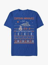 Star Wars Episode VII The Force Awakens BB-8 Resistance Christmas Pattern T-Shirt