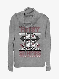 Star Wars Sith Christmas Pattern Cowlneck Long-Sleeve Womens Top