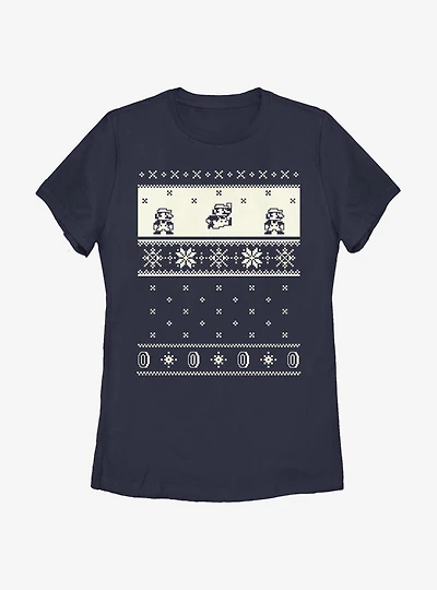 Nintendo Super Mario Pixel Retro Christmas Pattern Womens T-Shirt