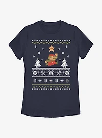Nintendo Super Mario Jump Christmas Pattern Womens T-Shirt