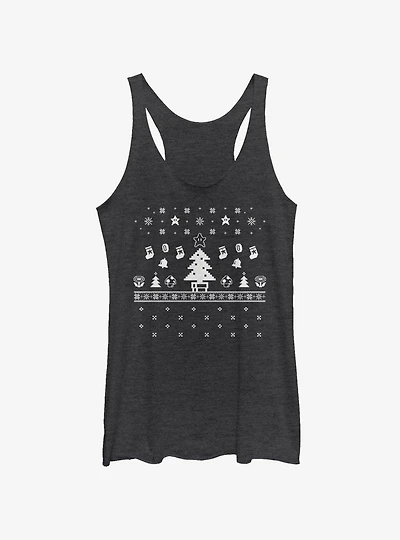 Nintendo Super Mario White Christmas Womens Tank Top