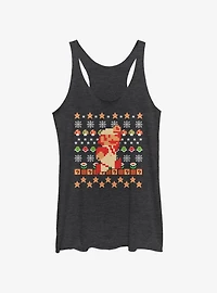 Nintendo Super Mario Retro Jump Christmas Pattern Womens Tank Top