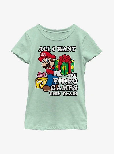 Nintendo Super Mario Give Video Games Youth Girls T-Shirt