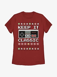 Nintendo Classic Controller Christmas Pattern Womens T-Shirt