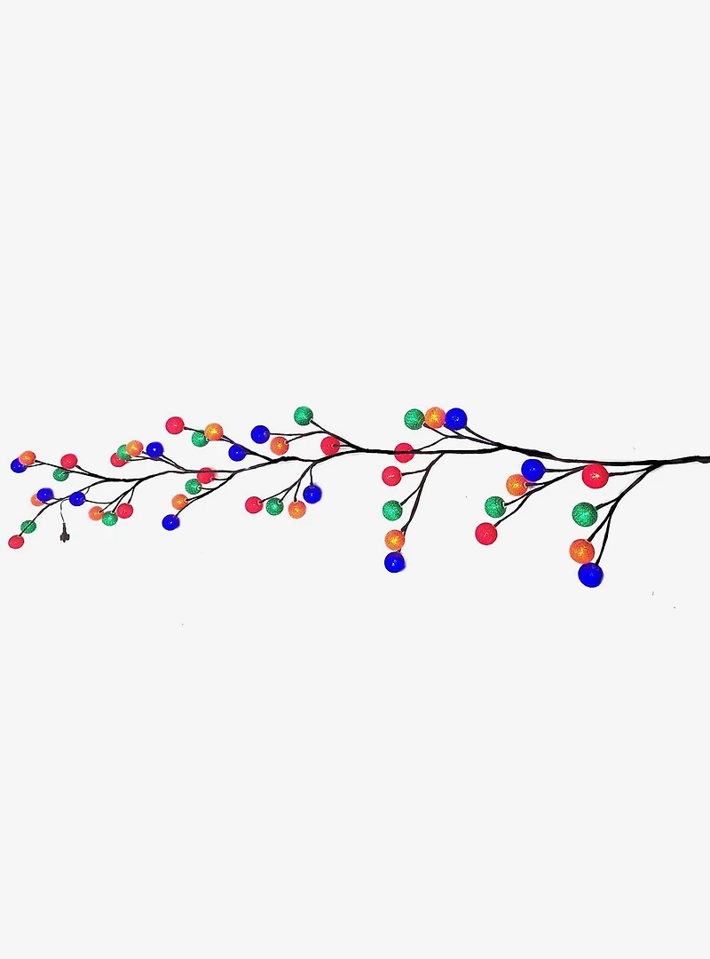 Brown Garland Multicolored Cotton Ball 48 Led Light Set