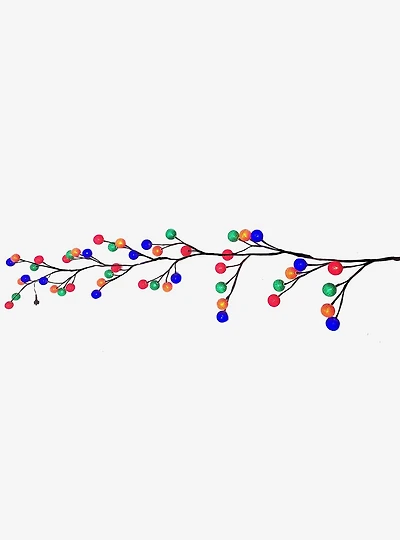 Brown Garland Multicolored Cotton Ball 48 Led Light Set