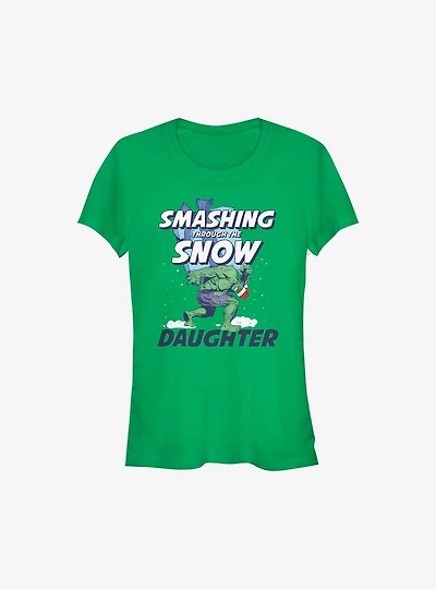 Marvel Hulk Smashing Through The Snow Daughter Holiday Girls T-Shirt
