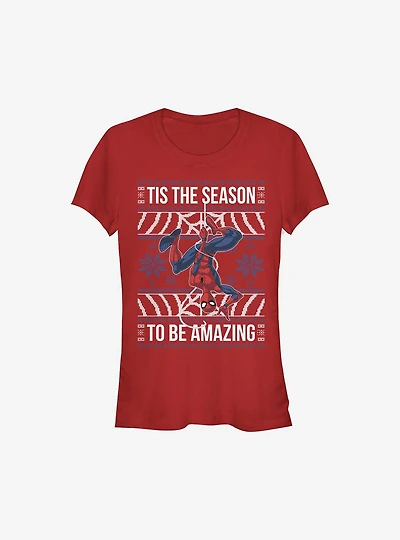 Marvel Spider-Man Amazing Ugly Christmas Sweater Girls T-Shirt