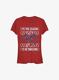 Marvel Spider-Man Amazing Ugly Christmas Sweater Girls T-Shirt