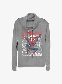 Marvel Spider-Man Spidey Doodle Jolly Holiday Cowl Neck Long-Sleeve Girls Top