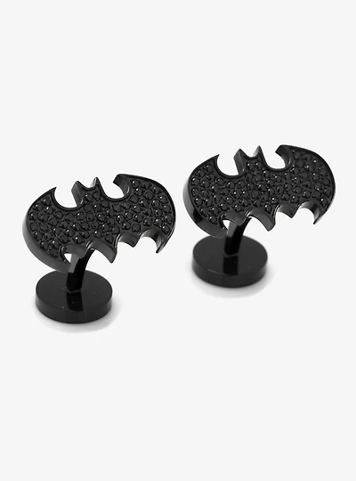 DC Comics Batman Stainless Steel Black Pave Crystal Cufflinks