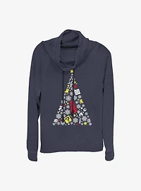 Super Mario Evergreen Tree Holiday Cowl Neck Long-Sleeve Girls Top