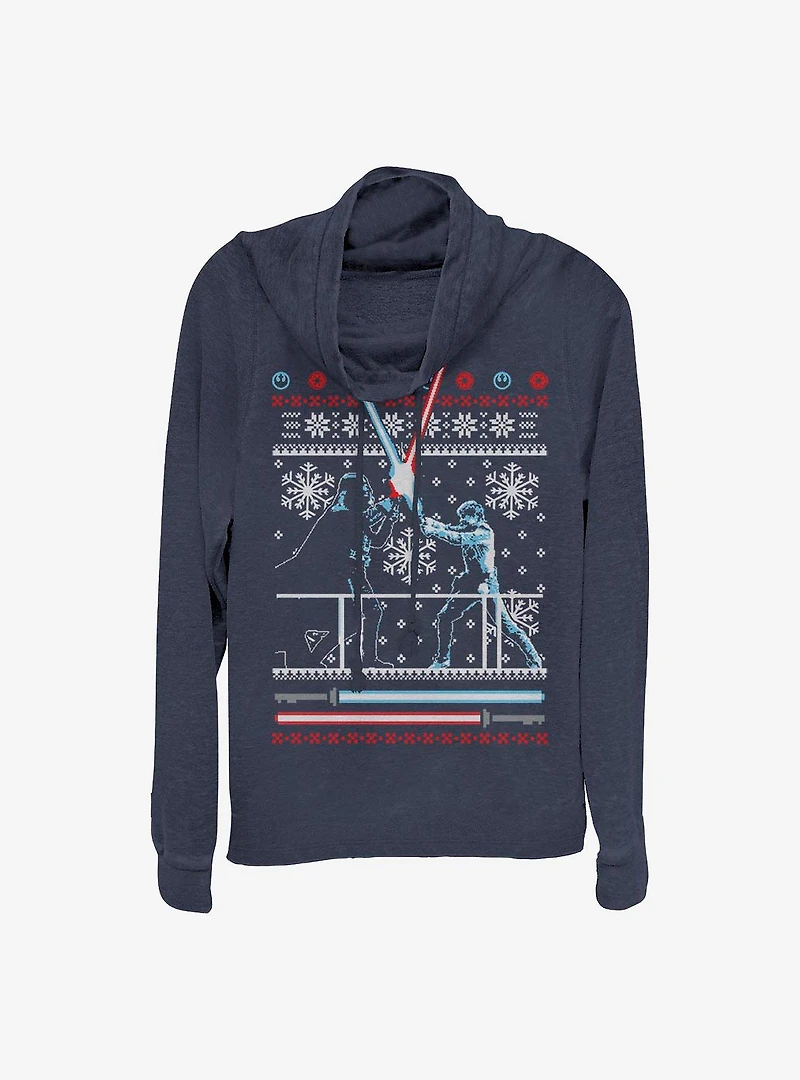 Star Wars Fued Ugly Christmas Sweater Cowl Neck Long-Sleeve Girls Top