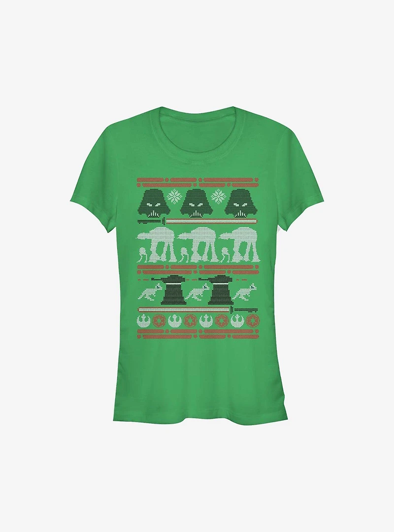 Star Wars Hoth Battle Ugly Christmas Sweater Girls T-Shirt