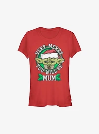 Star Wars Merry Yoda Mum Holiday Girls T-Shirt