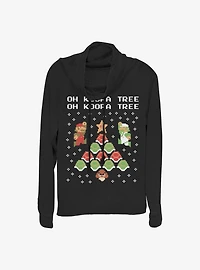 Super Mario Koopa Tree Holiday Cowl Neck Long-Sleeve Girls Top