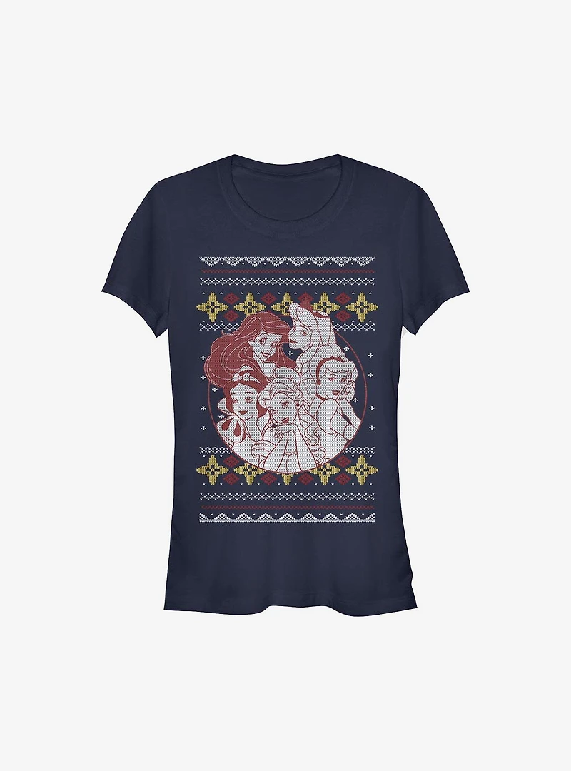 Disney Princesses Group Christmas Print Girls T-Shirt