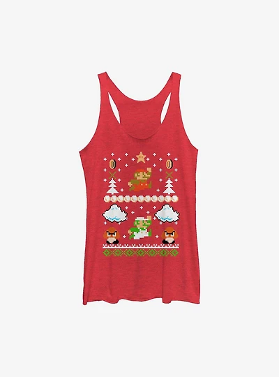 Super Mario White Christmas Girls Tank