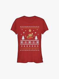 Super Mario Nordic Christmas Pattern Girls T-Shirt