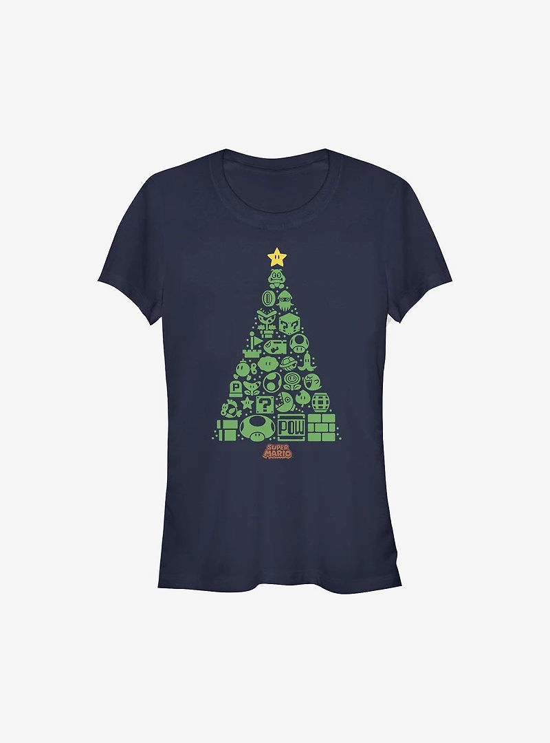 Super Mario Trees A Crowd Holiday Girls T-Shirt