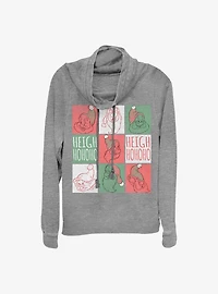 Disney Snow White Santa Squares Holiday Cowl Neck Long-Sleeve Girls Top