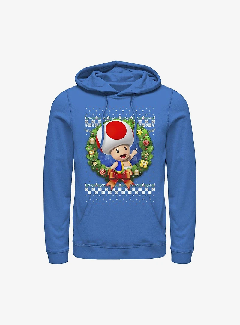 Super Mario Toad Wreath Holiday Hoodie