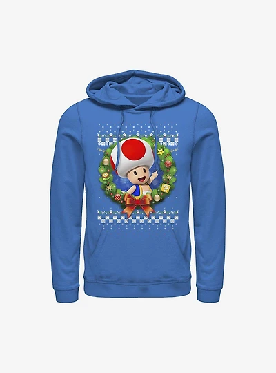 Super Mario Toad Wreath Holiday Hoodie