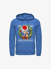 Super Mario Toad Wreath Holiday Hoodie