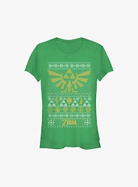 Nintendo The Legend Of Zelda Legends Ugly Christmas Sweater Girls T-Shirt