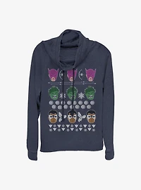 Marvel Avengers Ugly Christmas Sweater Cowl Neck Long-Sleeve Girls Top