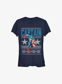 Marvel Captain America Ugly Christmas Sweater Girls T-Shirt