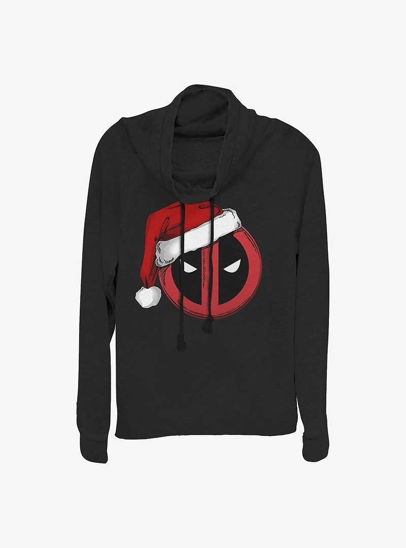 Marvel Deadpool Santa Hat Christmas Cowl Neck Long-Sleeve Girls Top