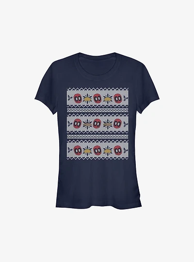 Marvel Deadpool Christmas Pattern Sweater Girls T-Shirt