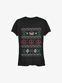 Marvel Deadpool Ugly Christmas Sweater Girls T-Shirt