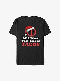 Marvel Deadpool All I Want This Year Is Tacos Holiday T-Shirt
