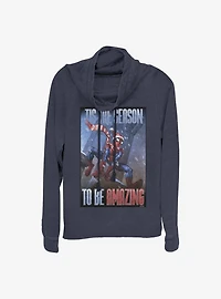 Marvel Spider-Man 'Tis The Season Holiday Cowl Neck Long-Sleeve Girls Top