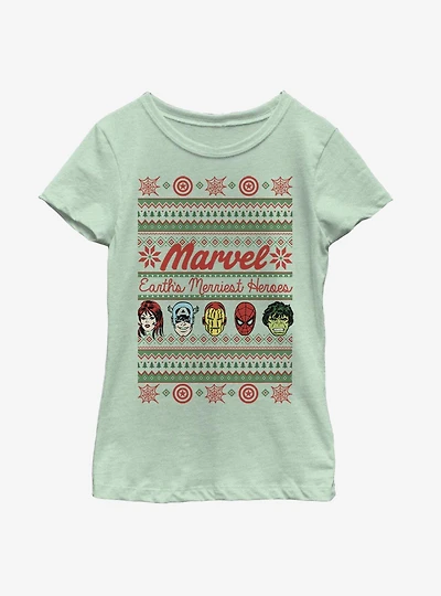 Marvel Avengers Merriest Heroes Youth Girls T-Shirt