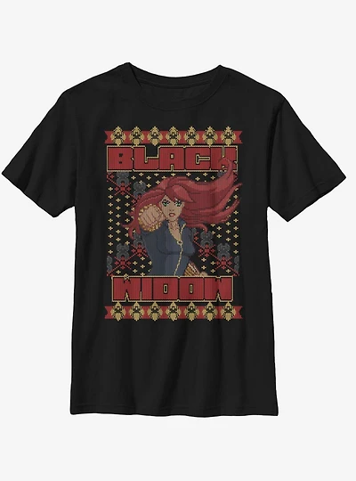 Marvel Black Widow Christmas Pattern Youth T-Shirt