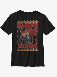 Marvel Black Widow Christmas Pattern Youth T-Shirt